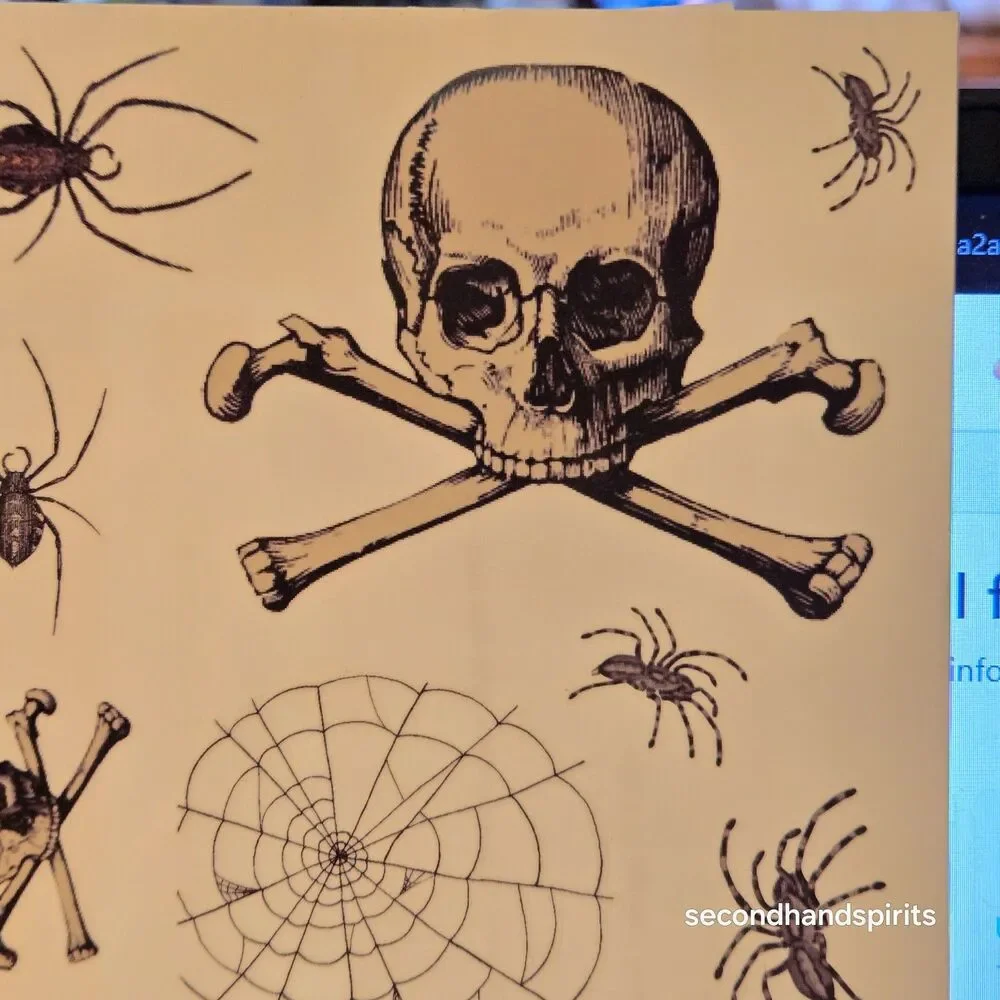 Lot of 6 Halloween Pumpkin Decorating Sheets Gothic Skull Crow Spider Bat Party